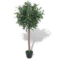 vidaXL Изкуствено растение лавър със саксия, 120 см, зелено