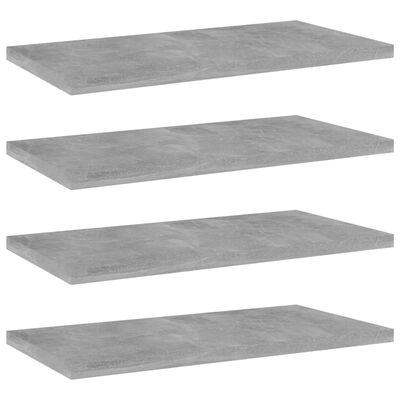 vidaXL Рафтове за етажерка, 4 бр, бетонно сиви, 40x20x1,5 см, ПДЧ