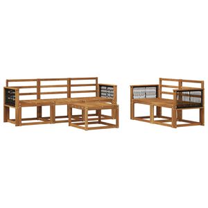 vidaXL Комплект дивани за открито 6 pcs Натурално