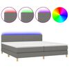 vidaXL Боксспринг легло с матрак и LED, тъмносиво, 200x200 см, плат