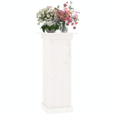 vidaXL Поставка за цветя, бяла, 40x40x90 см, бор масив