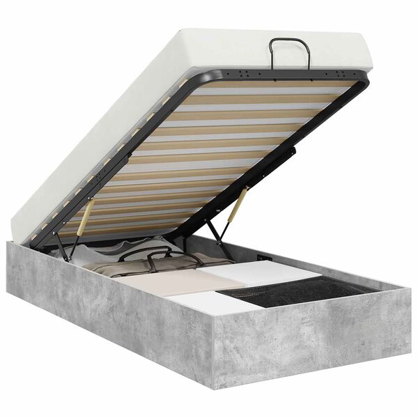 vidaXL Отоманско легло със съхранение Циментено сиво 193 x 120 x 25 см