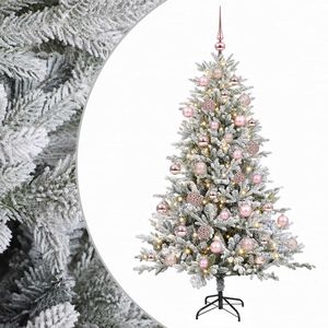 vidaXL Изкуствена коледна елха с топки 120 см 150 LED светодиода