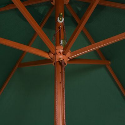 vidaXL Чадър за слънце, 270x270 см, дървен прът, зелен
