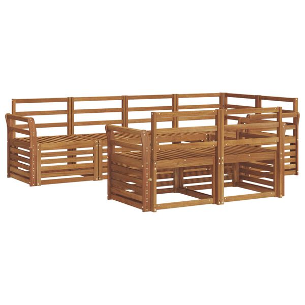 vidaXL Комплекти дивани 7 pcs Естествен Солидно акациево дърво