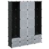 vidaXL Модулен шкаф с 18 отделения, черно и бяло, 37x146x180,5 см