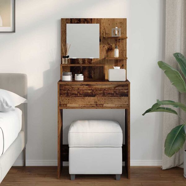 vidaXL Тоалетки за спалня с чекмедже Старо дърво 80 x 39,6 x 135 см