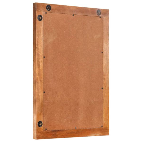 vidaXL Огледало за баня кафяво 50x70x3 см мангово дърво масив и стъкло