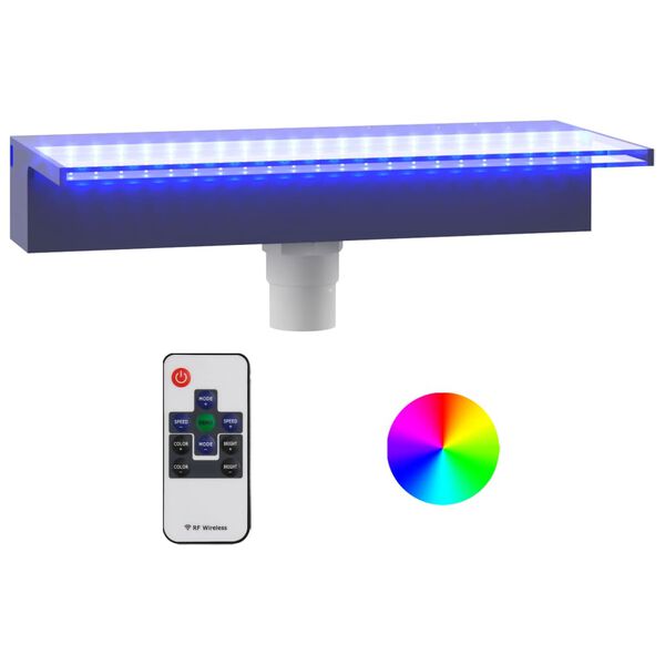 vidaXL Преливник за водопад с RGB LED, акрил, 45 см