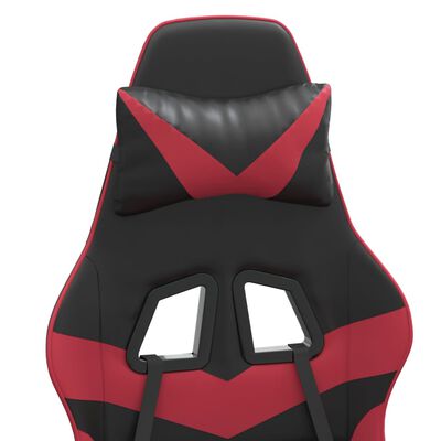 vidaXL Въртящ гейминг стол с подложка черно-червен изкуствена кожа
