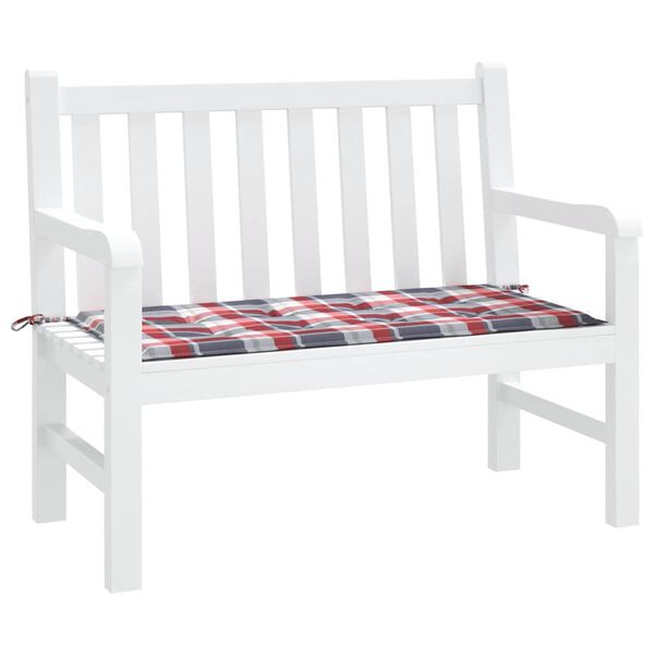 vidaXL Възглавница за пейка червено каре 120x50x3 см оксфорд плат