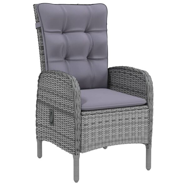 vidaXL Градински трапезен комплект, 9 части, полиратан, сив