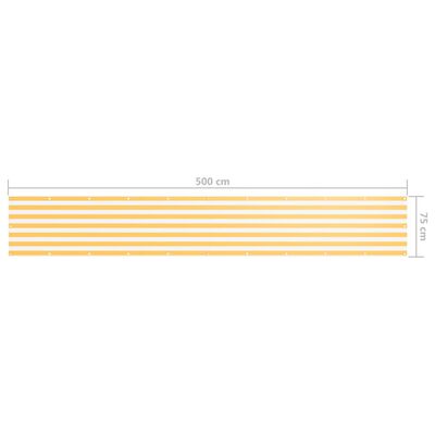 vidaXL Балконски параван, бяло и жълто, 75x500 см, оксфорд плат