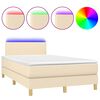 vidaXL Боксспринг легло с матрак и LED, кремаво, 120x200 см, плат