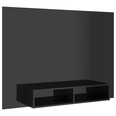 vidaXL Стенен ТВ шкаф, черен гланц, 135x23,5x90 см, ПДЧ