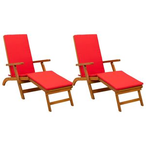 vidaXL Сгъваем и reclining шезлонг 2 pcs Червено 55 x 146 x 91 см