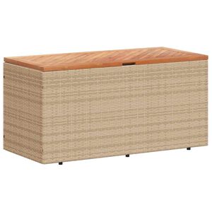 vidaXL Градинска кутия за съхранение бежов 110x50x54см PE ратан акация