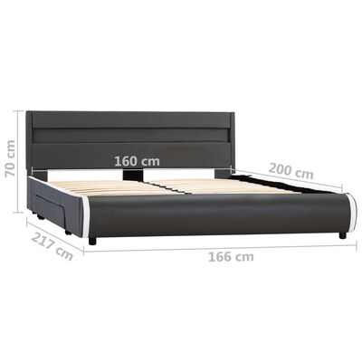 vidaXL Рамка за легло с LED, антрацит, изкуствена кожа, 160x200 cм