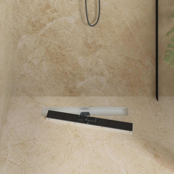 vidaXL Душов дренаж с стъклен капак и 360&deg; сифона Черно 60 cm