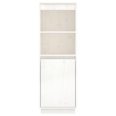vidaXL Висок шкаф, бял, 37x34x110 см, борово дърво масив