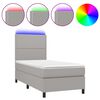 vidaXL Боксспринг легло с матрак и LED, светлосиво, 100x200 см, плат