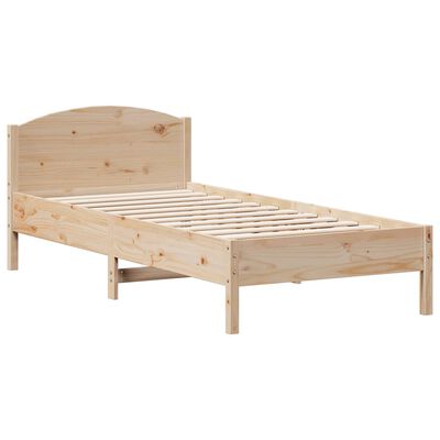 vidaXL Рамка за легло с табла, 90x200 см, борово дърво масив