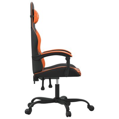vidaXL Въртящ гейминг стол, черно и оранжево, изкуствена кожа