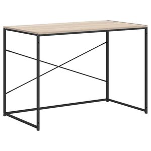 vidaXL Компютърно бюро, черно и дъб, 110x60x70 см, инженерно дърво