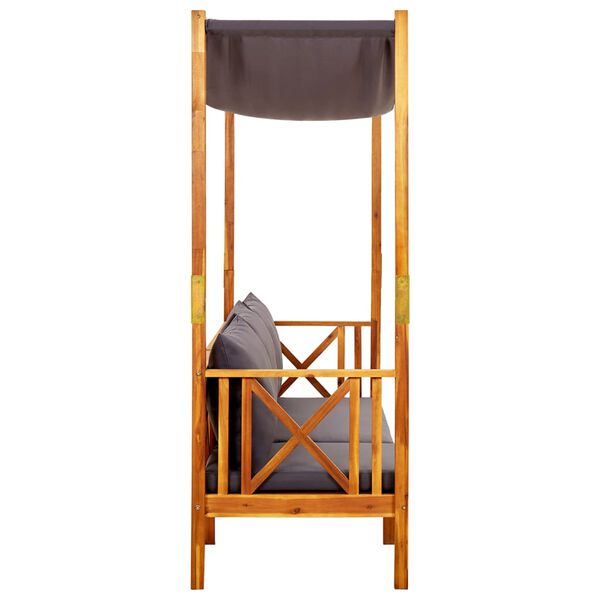 vidaXL Градинска пейка със сенник и табуретки за крака, акация масив