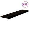 vidaXL Стълбищни стъпала, 12 бр, кафяво-черни, 110x30x2 см, дъб масив