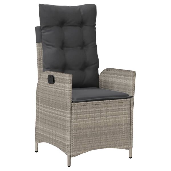 vidaXL Градински комплект 7 части с възглавници светлосив полиратан