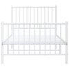 vidaXL Метална рамка за легло с горна и долна табла, бяла, 90x200 см