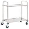 vidaXL Кухненска количка с 2 рафта, 96,5x55x90 см, неръждаема стомана