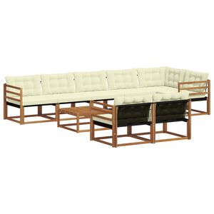 vidaXL Комплект дивани за открито 9 pcs Натурален и Крема