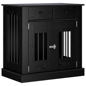 vidaXL Мебели за кучешка клетка Черен дъб 80 x 47,5 x 80 см