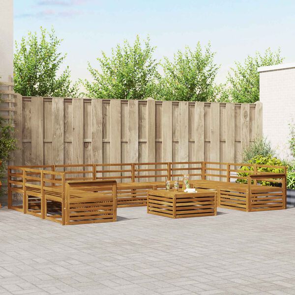 vidaXL Комплекти дивани 10 pcs Естествен Солидно акациево дърво