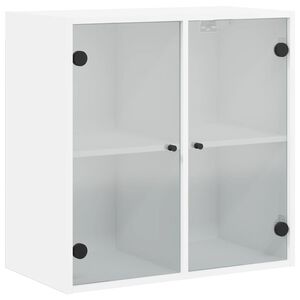 vidaXL Стенен шкаф със стъклени врати, бял, 68x37x68,5 см