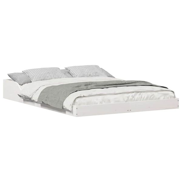 vidaXL Рамка за легло Бяло 120 x 190 cm Солидно борово дърво