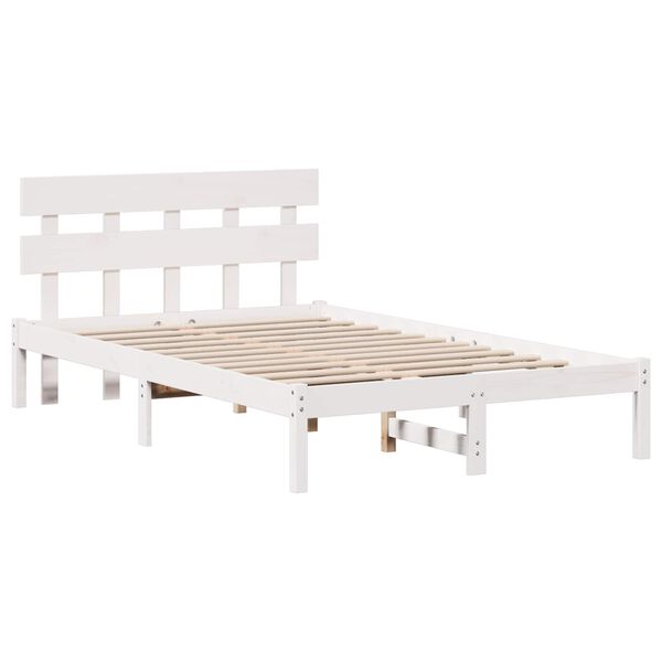 vidaXL Рамка за легло Бяло 120 x 200 cm Масивна борова дървесина