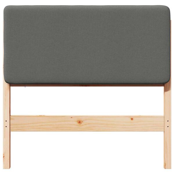 vidaXL Тапицирана табла Кафяв и светло сив 80 cm Солидно борово дърво