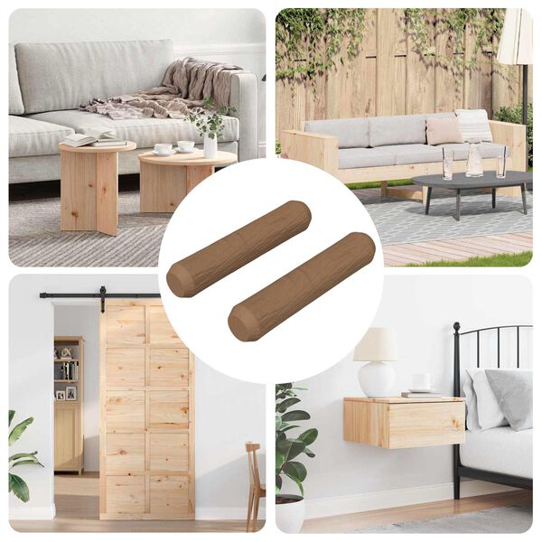 vidaXL Дървени дюбели 2 pcs Кафяво &Oslash;8 x 35 мм Масивна дървесина