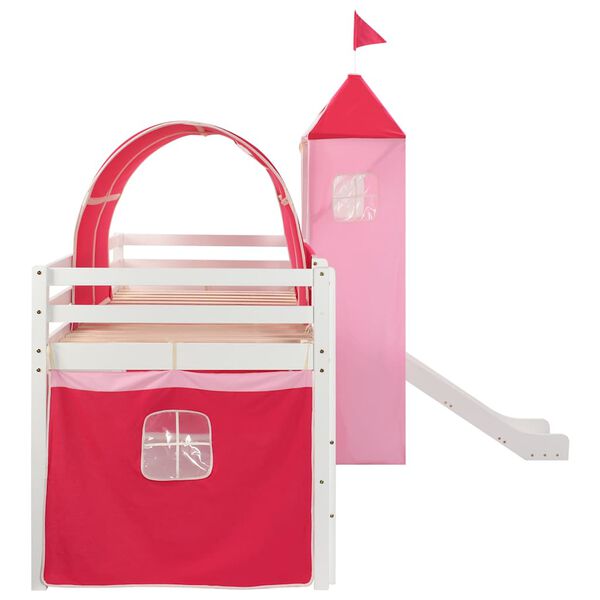 vidaXL Високо детско легло с пързалка и стълба, бор, 208x230 см