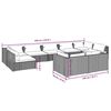 vidaXL Градински лаундж комплект с възглавници 9 части сив полиратан