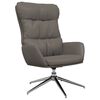vidaXL Релакс стол с табуретка, сив, естествена и изкуствена кожа