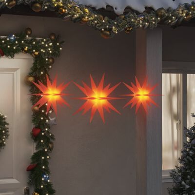 vidaXL Коледни лампи с LED, 3 бр, сгъваеми, червени