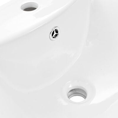 vidaXL Свободностояща мивка с пиедестал керамична бяла 580x470x200 мм