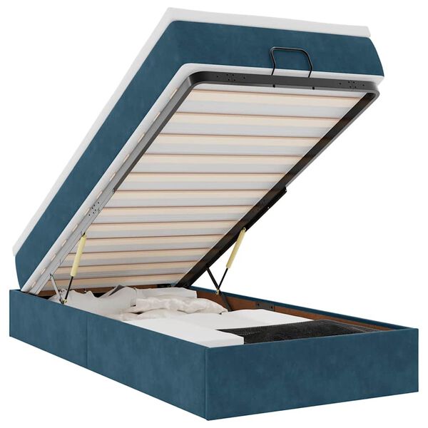 vidaXL Османска легло с матрак, тъмносиньо, 90x200 см, кадифе