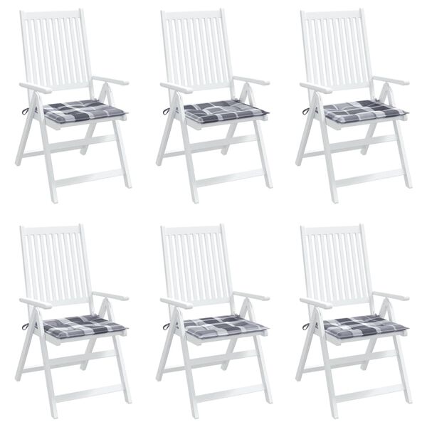 vidaXL Възглавници за столове 6 бр сиво каре 50x50x4 см Оксфорд плат