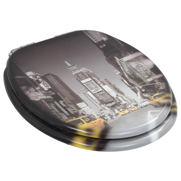 vidaXL Тоалетни седалки с плавно затваряне, 2 бр, МДФ, дизайн Ню Йорк