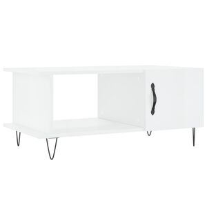 vidaXL Кафе маса, бял гланц, 90x50x40 см, инженерно дърво